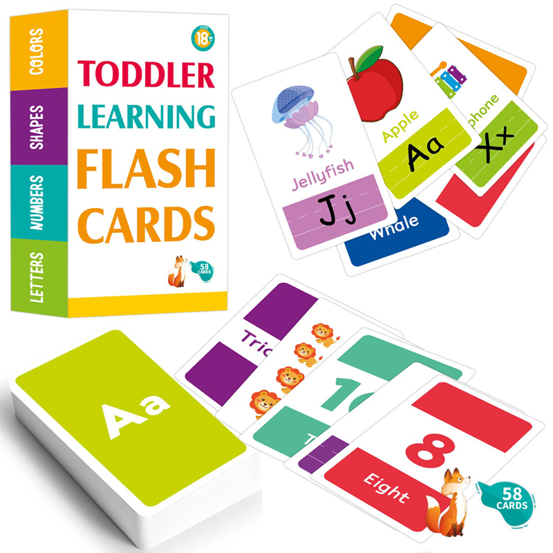 Flash Card Alphabet - 58PCS Flash Cards 26 Alphabet English
