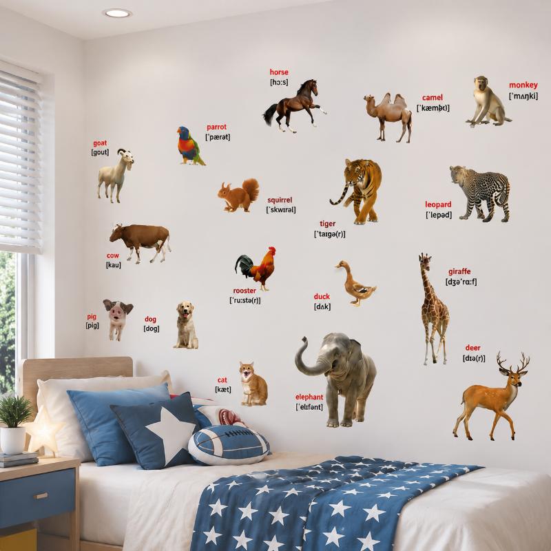 2Pcs Realistic Animal World Ed - огляд і ціна Kids Education Wallpaper