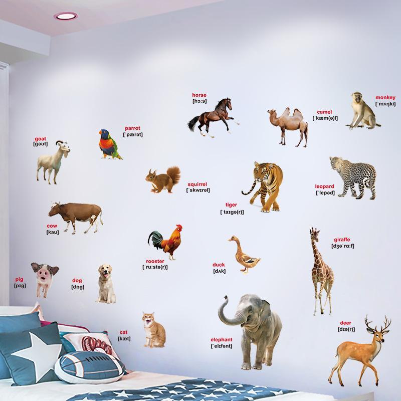 2Pcs Realistic Animal World Ed - огляд і ціна Kids Education Wallpaper